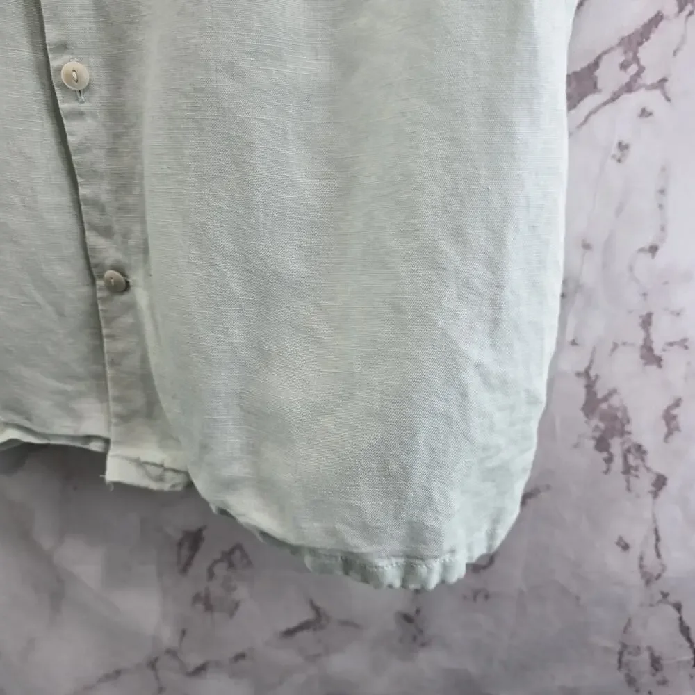 Chubbies Shirt Mens Small Blue Linen Short Sleeve Dad Fit Button Loop Collar